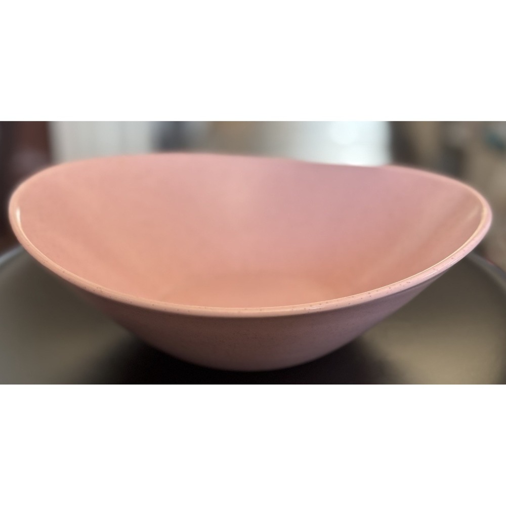 Vtg Vernon Ware Metlox Tickled Pink Serving Vegetable Bowl Speckled MCM Oval